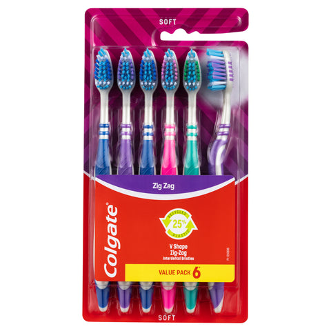 Colgate ZigZag Deep Interdental Clean Toothbrush Soft Value 6 Pack