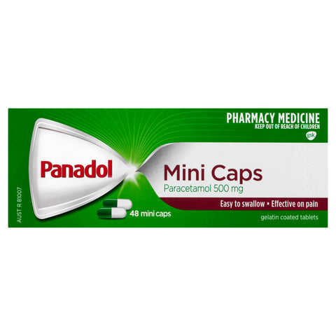 Panadol Mini Caps for Pain Relief Paracetamol 500mg 48