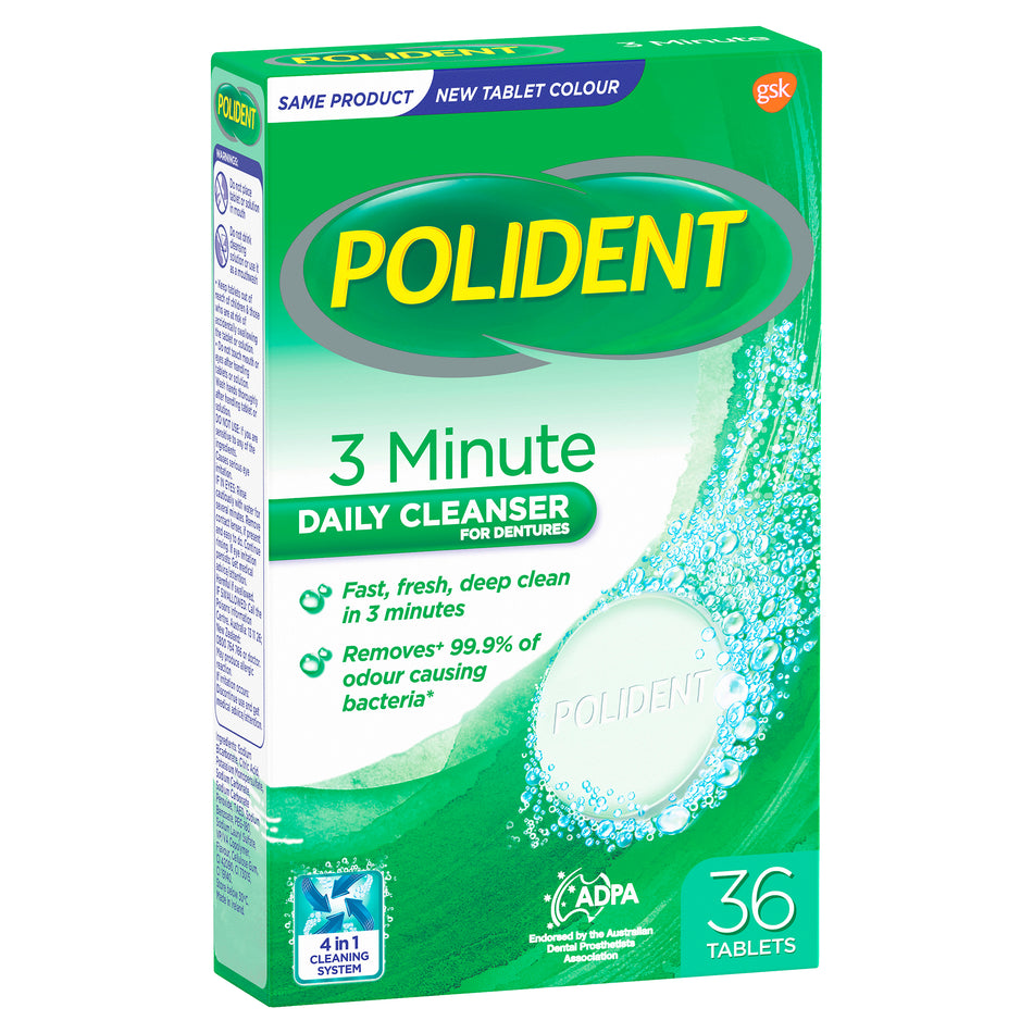 Polident Denture Cleanser Fresh Active Tablets 36