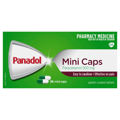 Panadol Mini Caps for Pain Relief Paracetamol 500mg 96