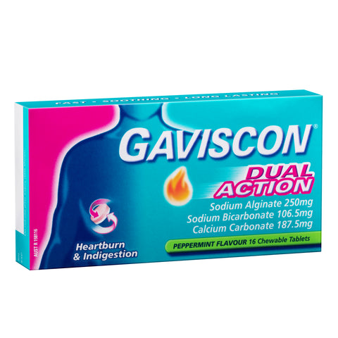 Gaviscon Dual Action Chewable Peppermint Tablets 16
