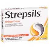 Strepsils Soothing Lozenges Orange 16pk Sore Throat Double Antibacterial