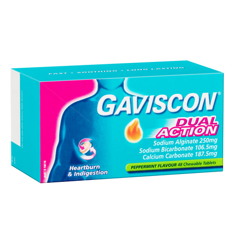 Gaviscon Dual Action Chewable Peppermint Tablets 48