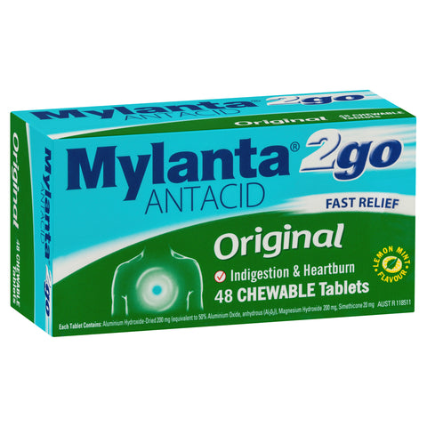 Mylanta 2 Go Antacid Original 48 Tablets