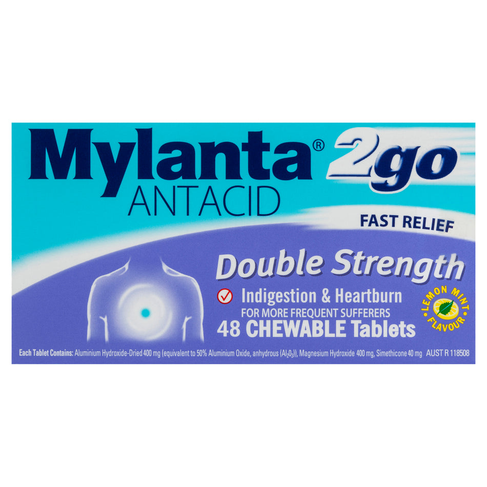 Mylanta2go Double Strength Chew Antacid 48 Tablets