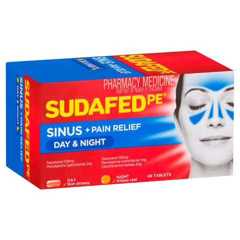 Sudafed PE Sinus + Pain Day and Night Relief 48 Tabs