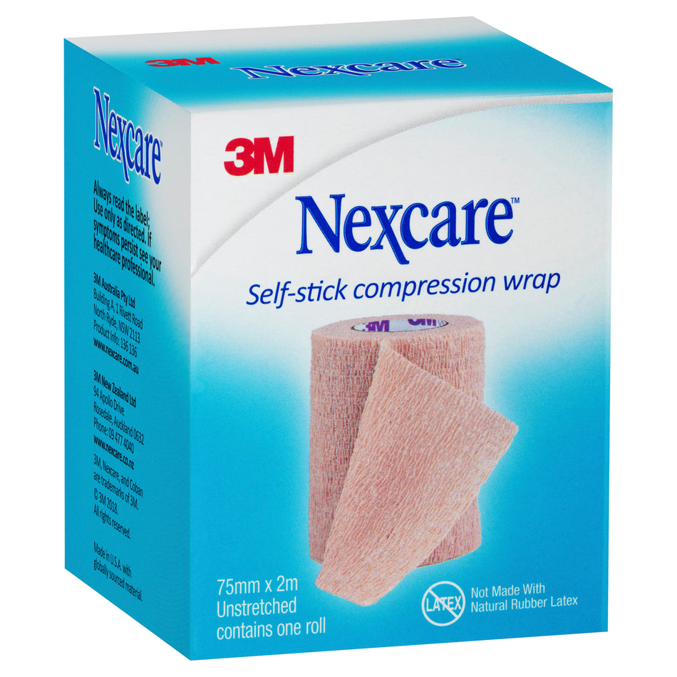 Nexcare Self Stick Compression Wrap 75mm X 2m Tan 1 Pack