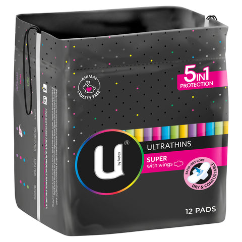 U by Kotex Ultrathin Pads Super with Wings 12PK