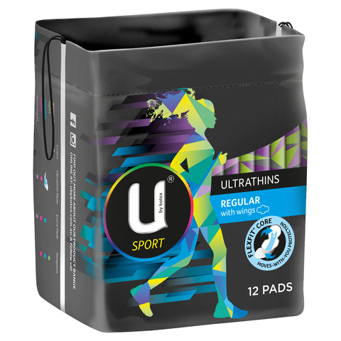 U by Kotex Regular Sport Ultrathins With Wings 12 Pack