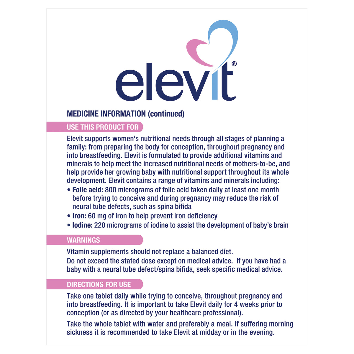 Elevit Multi Buy Elevit Women's Multi 100 Tablets Online at Cutpricepharmacy ...