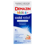 Demazin Kids 6+ Cold Relief Colour Free Syrup Peach & Vanilla Flavour 200mL