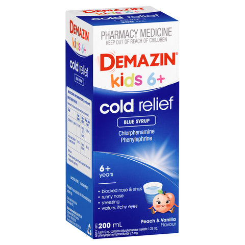 Demazin Kids 6+ Cold Relief Blue Syrup 200ml