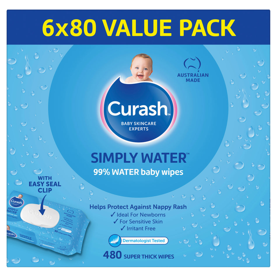 CURASH WATER WIPES 6X80PK