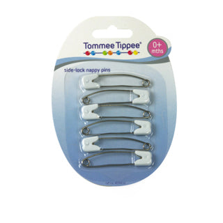 Tommee Tippee Safety Pins with Side Lock 0+ Months - 6 Pack