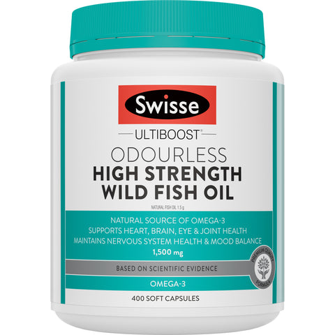 Swisse Ultiboost Odourless High Strength Wild Fish Oil 1500mg 400 Capsules