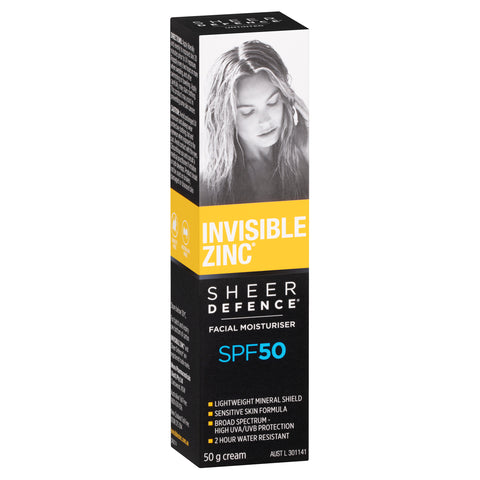 invisible Zinc SPF 50+ Sheer Defence Facial Moisturiser 50g