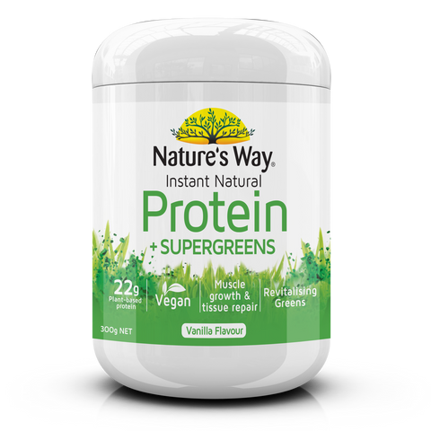 NATURES WAY INSTANT NATURAL PROTEIN WITH SUPER GREENS VANILLA FLAVOUR 300G