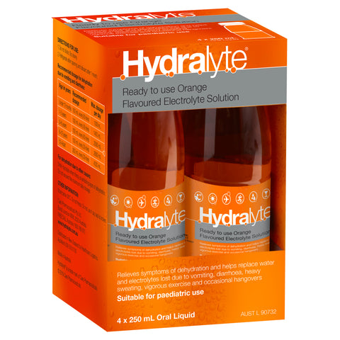 Hydralyte Ready To Drink Orange 250ml X4PACK