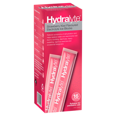 Hydralyte Electrolyte Ice Blocks Strawberry Kiwi 16
