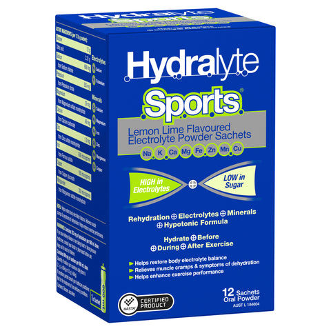Hydralyte Sports Lemon/Lime 12 Sachet