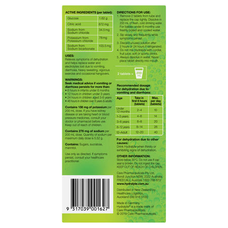 Hydralyte Lemon Lime Effervescent Electrolyte Tablets 40 Pack