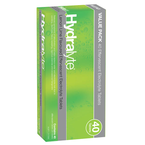 Hydralyte Lemon Lime Effervescent Electrolyte Tablets 40 Pack