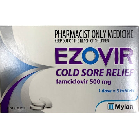 EZOVIR COLD SORE RELIEF 500MG BLISTER PACK 3(S3)
