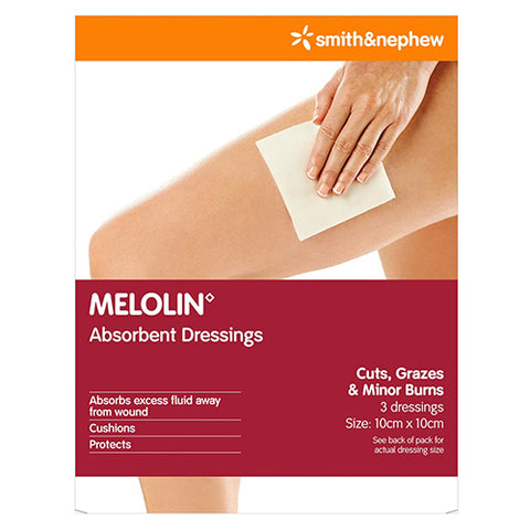 Melolin Low Adherent Dressings 10cm x 10cm 3 Pack