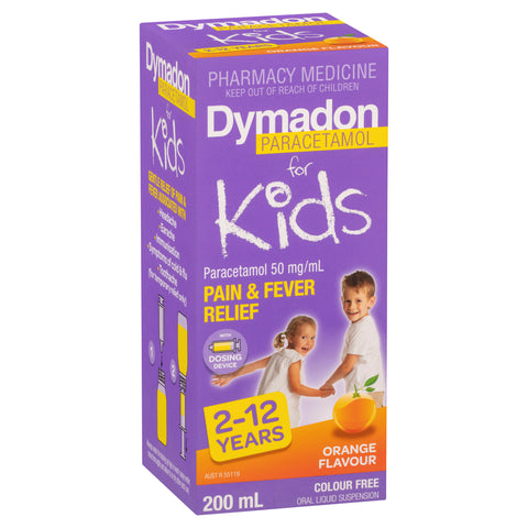 Dymadon Kids 2-12 Years Colour Free (Orange Flavour) - 200ml