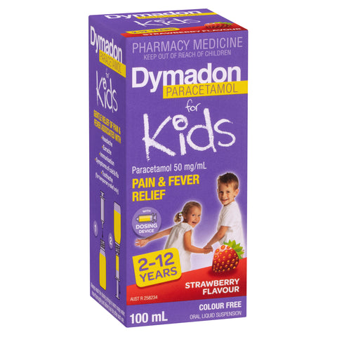 Dymadon Paracetamol 2-12 Years Colour Free Strawberry 100ml