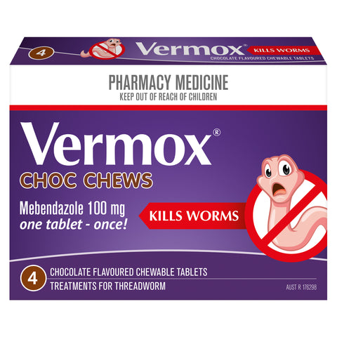 Vermox Chocalate Chewable 4 Tablets