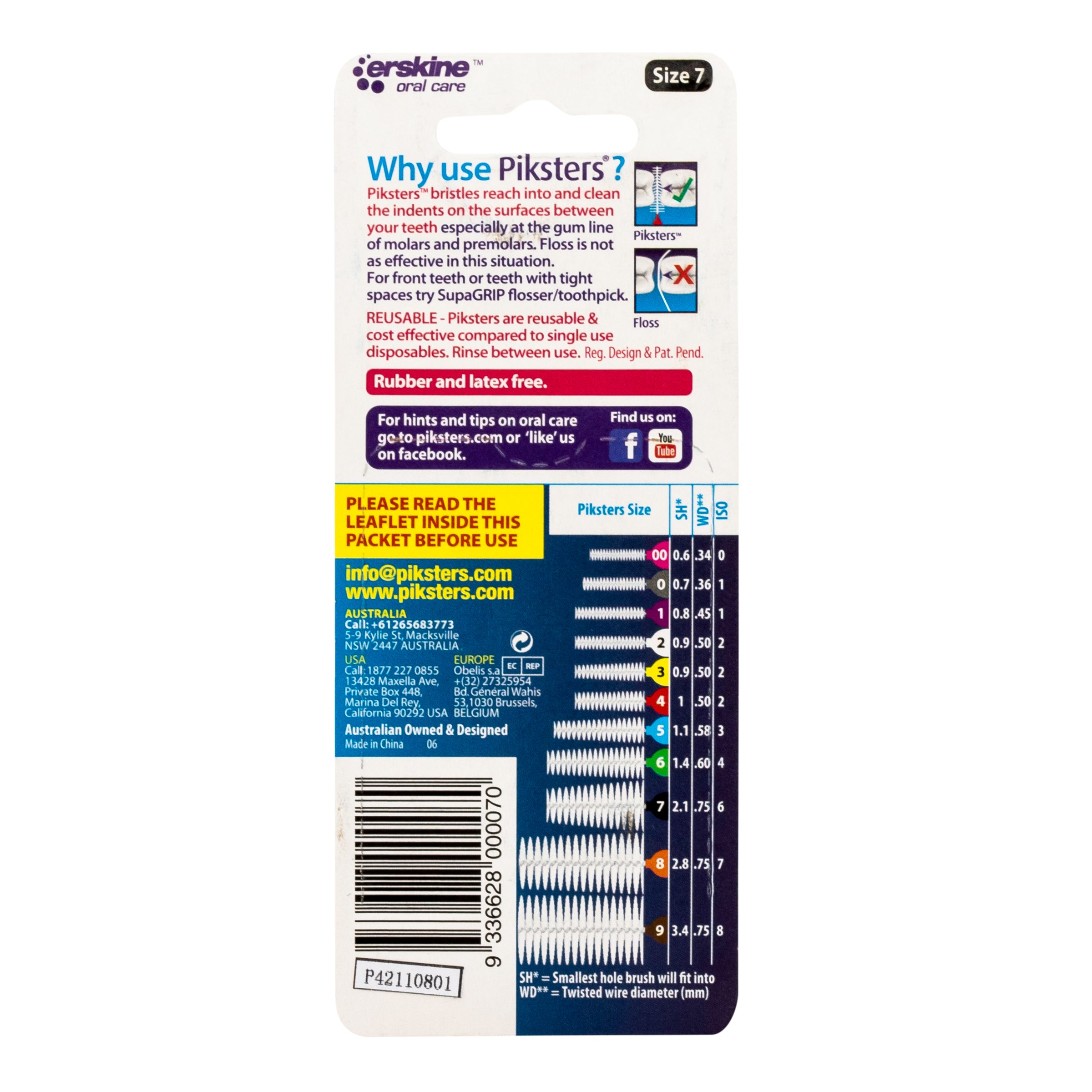 PIKSTERS INTERDENTAL BRUSH SIZE 7 7PK