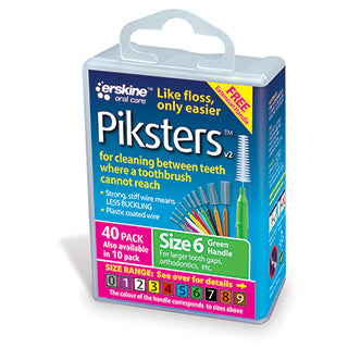 Piksters Interdental Brush Size 6(Green) 40 Pack