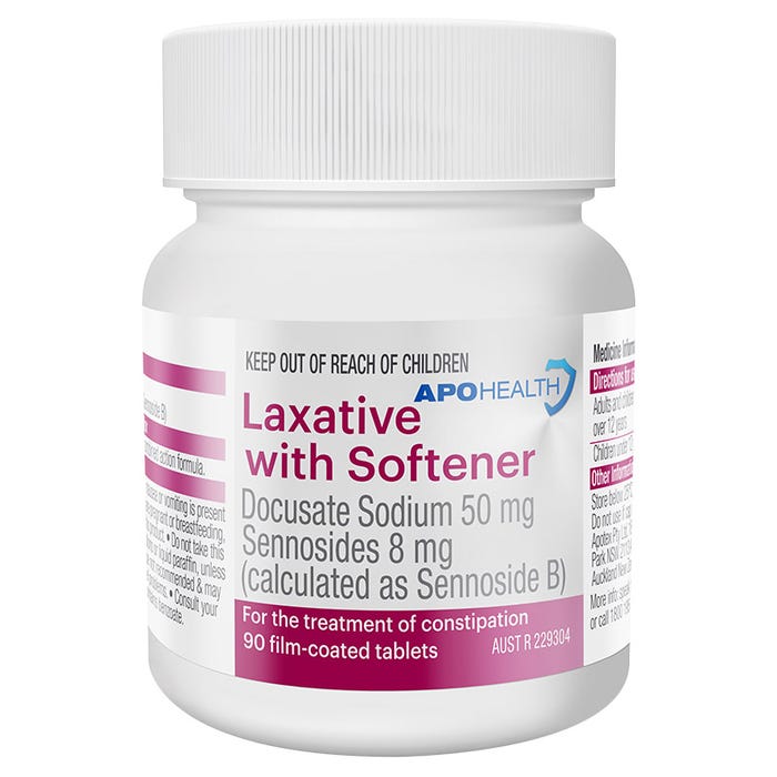 Apohealth Laxative With Softener 50mg 90 Tablets