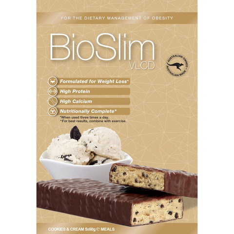 BioSlim VLCD Bar Cookies & Cream 5x60g