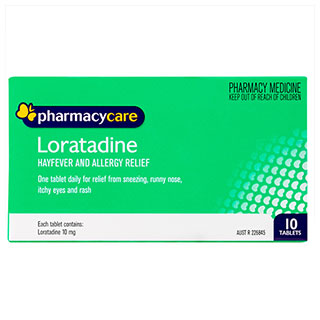 Pharmacy Care Loratidine 10mg 10 Tablets (Generic for CLARATYNE)