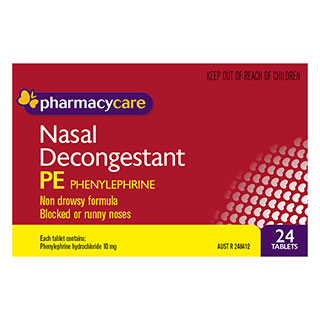 Pharmacy Care Nasal Decongestant PE 24 Tablets (Generic for SUDAFED PE)