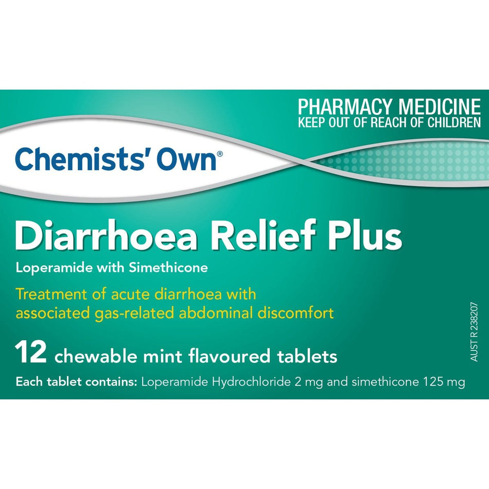 Chemists' Own Diarrhoea Relief Plus 12 Tablets (Generic of Imodium Plus)