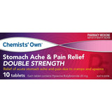 Chemists’ Own Stomach Ache & Pain Relief 20 mg Double Strength 10 Tabs (Generic of BUSCOPAN FORTE)