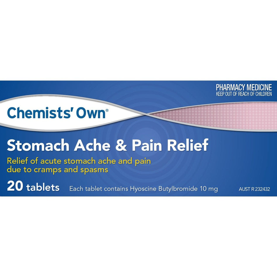 Chemists’ Own Stomach Ache & Pain Relief 10mg 20 Tablets (Generic of Buscopan)