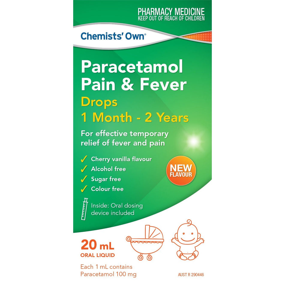 Chemists' Own Paracetamol Pain & Fever Drops 1month-2years 20ml