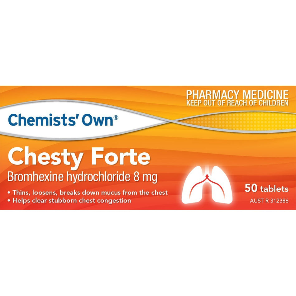 Chemists’ Own Chesty Forte 50 Tablets (Generic of Bisolvon Chesty Forte)