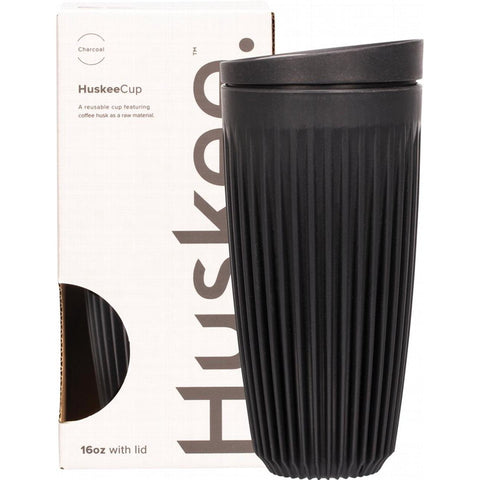 HUSKEE Reusable Coffee Cup Charcoal 16oz 473ml