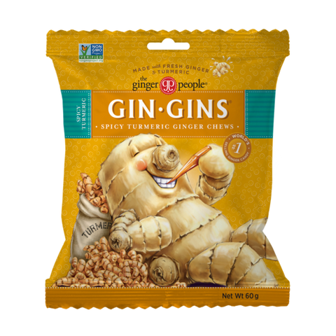 THE GINGER PEOPLE Gin Gins Ginger Candy Bag Chewy - Spicy Turmeric 12x 60g