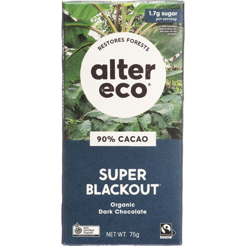 Alter Eco Chocolate Organic Dark Super Blackout 12x75g