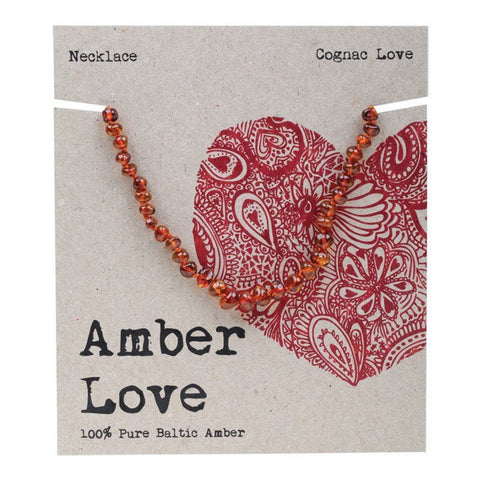AMBER LOVE Children's Necklace 100% Baltic Amber - Cognac Love 33cm