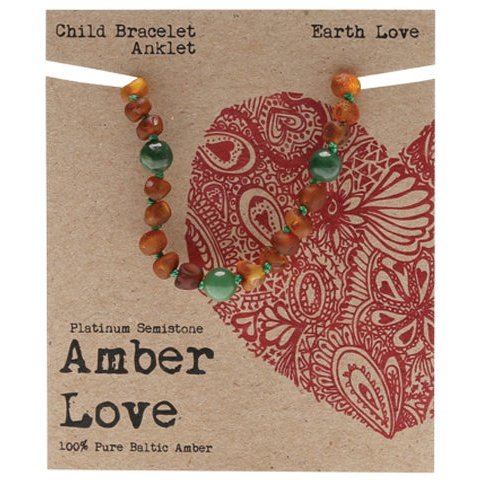 AMBER LOVE Children's Bracelet/Anklet 100% Baltic Amber - Forest Love 14cm