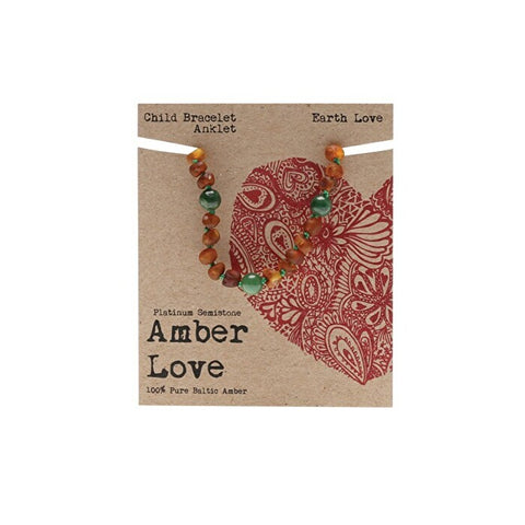AMBER LOVE Children's Bracelet/Anklet 100% Baltic Amber - Earth Love 14cm