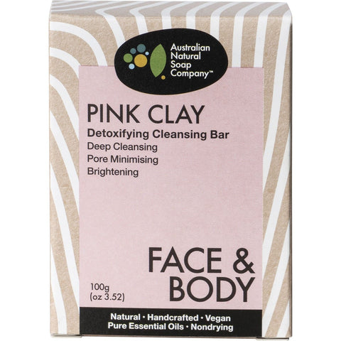 THE AUSTRALIAN NATURAL SOAP CO Face & Body Detoxifying Cleansing Pink Clay 100g