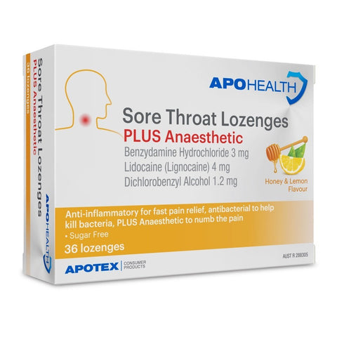 ApoHealth Sore Throat Lozenges Plus Anaesthetic 36PK